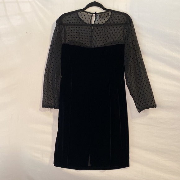 L'Altra Moda Black Dress Polka Dot Mesh Vintage 90 Velvet Cocktail Holiday - Picture 4 of 7
